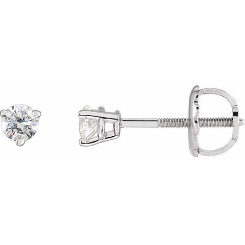 14 Karat White Gold .03 Carat Natural Diamond Threaded Post Earrings