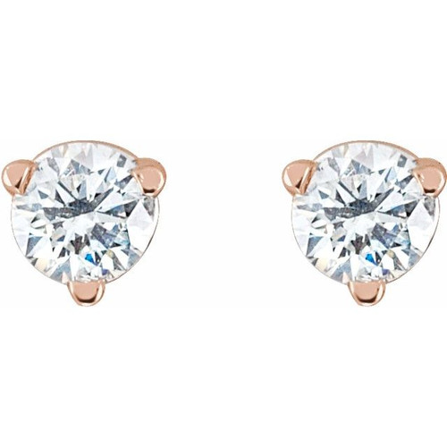 14 Karat Rose Gold .06 Carat Natural Diamond Threaded Post Earrings