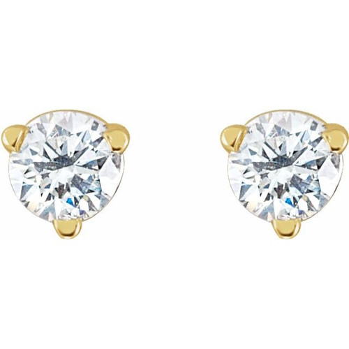 14 Karat Yellow Gold .06 Carat Natural Diamond Threaded Post Earrings