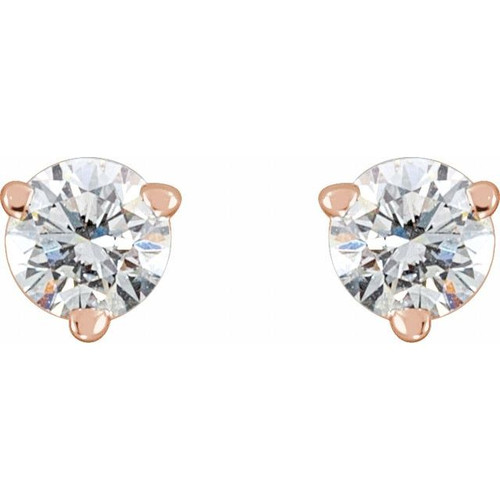 14 Karat Rose Gold 0.25 Carat Natural Diamond Friction Post Earrings