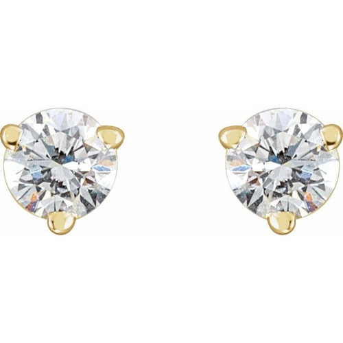 14 Karat Yellow Gold 0.25 Carat Natural Diamond Friction Post Earrings
