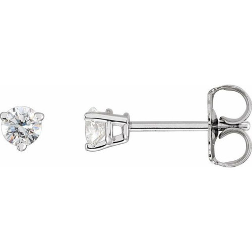 14 Karat White Gold 0.25 Carat Natural Diamond Friction Post Earrings
