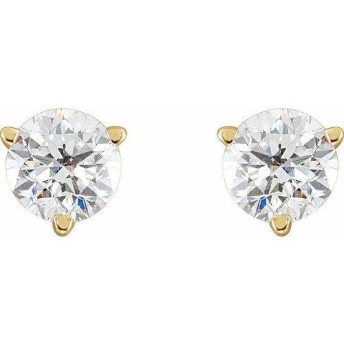 14 Karat Yellow Gold 0.75 Carat Natural Diamond Friction Post Earrings