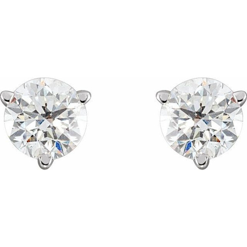14 Karat White Gold 0.75 Carat Natural Diamond Friction Post Earrings