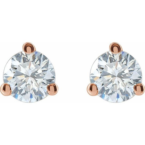 14 Karat Rose Gold 0.25  Carat Lab Grown Diamond Stud Earrings