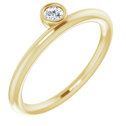 14 Karat Yellow Gold 3 mm Round Forever One Moissanite Ring