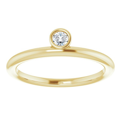 14 Karat Yellow Gold 3 mm Round Forever One Moissanite Ring