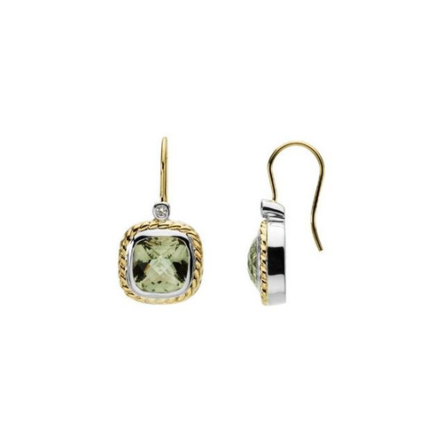 Low Price on Quality Checkerboard Green Quartz and Diamond Earrings or Semi Set