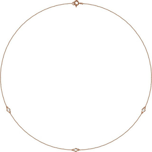 14 Karat Rose Gold 0.20 Carat Lab Grown Diamond 3 Station 18 inch Necklace