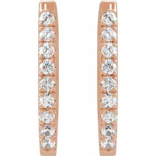 14 Karat Rose Gold 0.20 Carat Natural Diamond Hoop Earrings