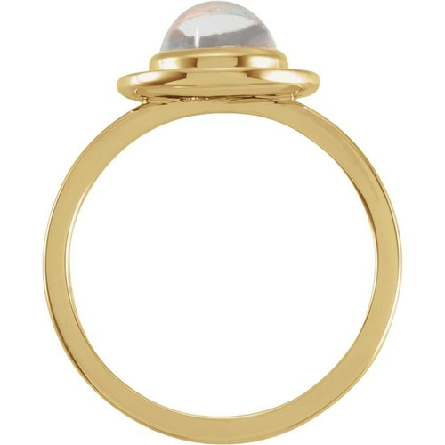 14 Karat Yellow Gold Natural Rainbow Moonstone and 0.10 Carat Natural Diamond Halo Style Ring