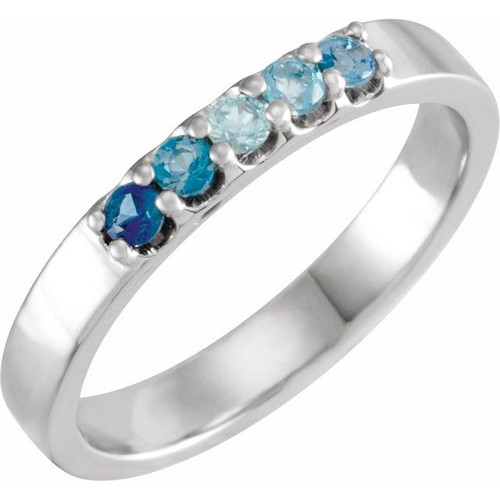 Platinum Natural Blue Multi-Gemstone Midi Ring