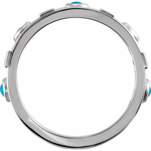 Sterling Silver Natural Turquoise and 0.25 Carat Natural Diamond Bezel Set ring