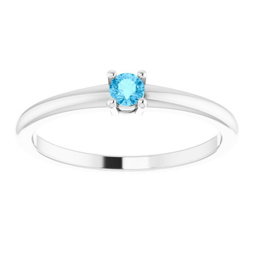 White Gold Ring 14 Karat Natural Swiss Blue Topaz Gemstone Ring
