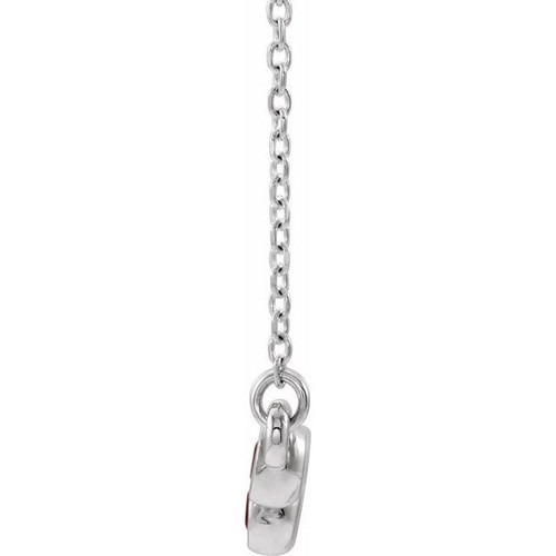 Chatham Ruby Necklace in Platinum Ruby Bezel Set Bar 16 inch Necklace
