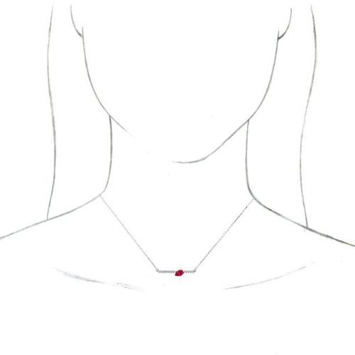 Lab Ruby Gem in Platinum Lab Ruby and 0.10 Carat Diamond Bar 18 inch Necklace