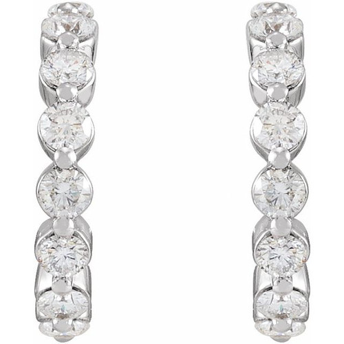 Sterling Silver 12.76 mm 0.75 Carat Natural Diamond Huggie Earrings