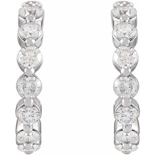 Platinum 12.76 mm 0.75 Carat Natural Diamond Huggie Earrings