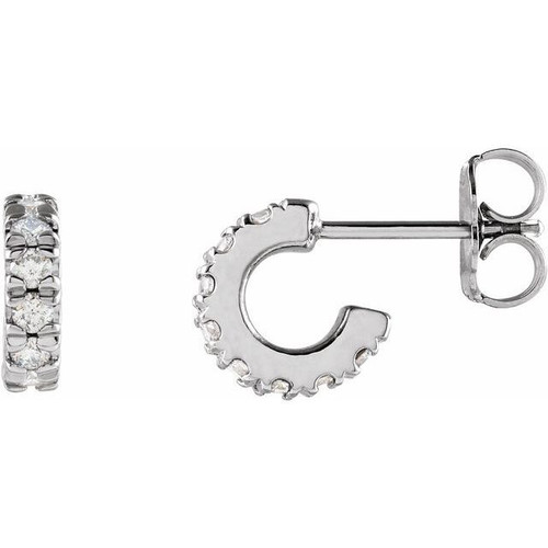 Platinum 0.25 Carat Diamond French Set 8 mm Huggie Earrings