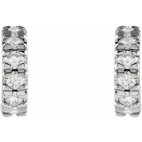 Platinum 0.25 Carat Diamond French Set 8 mm Huggie Earrings