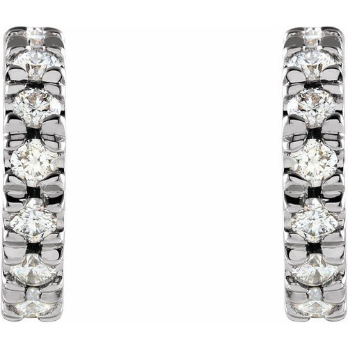 Sterling Silver 10 mm 0.33 Carat Natural Diamond French Set Huggie Earrings