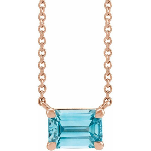 14 Karat Rose Gold Blue Zircon 18 inch Necklace