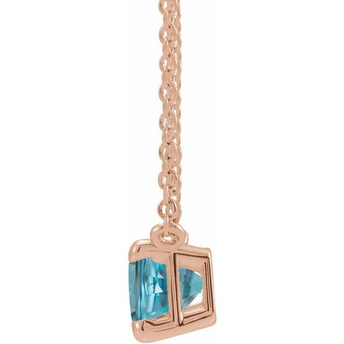 14 Karat Rose Gold Blue Zircon 18 inch Necklace