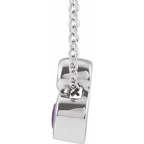 Sterling Silver 5x3 mm Pear Natural Amethyst and .03 Carat Natural Diamond 16 inch Necklace