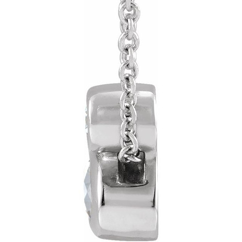 Platinum 5x3 mm Oval White Sapphire and .03 Carat Diamond 16 inch Necklace