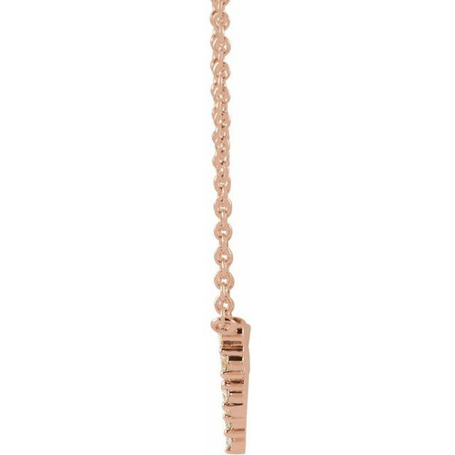 14 Karat Rose Gold 0.16 Carat Diamond Bar 18 inch Necklace