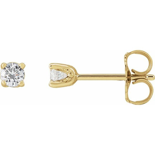 14 Karat Yellow Gold 0.20 Carat Natural Diamond Stud Earrings