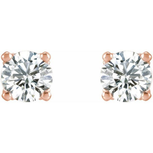14 Karat Rose Gold 0.33 Carat Natural Diamond U Prong Stud Earrings