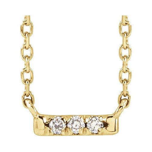 14 Karat Yellow Gold .03 Carat Natural Diamond French-Set Bar 16 inch Necklace