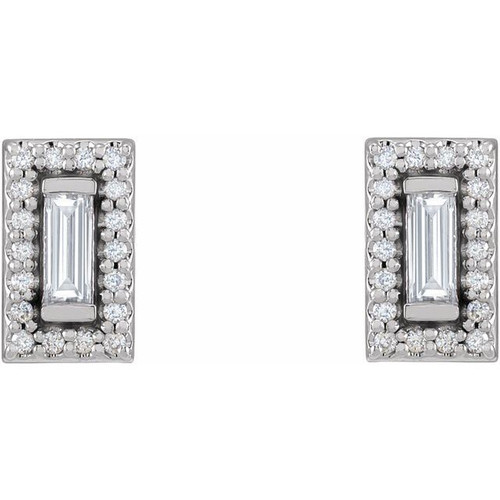 Sterling Silver 0.20 Carat Natural Diamond Halo Style Earrings