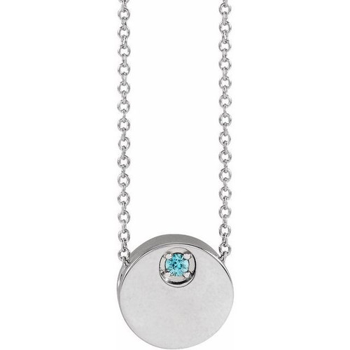 14 Karat White Gold Blue Zircon 16 inch Necklace