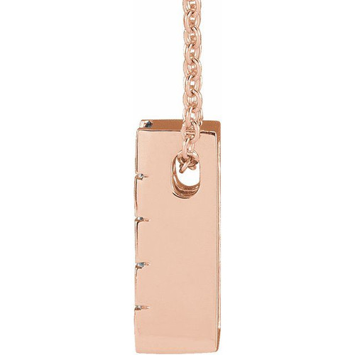 14K Rose Natural Sky Blue Topaz Channel-Set Bar 16 inch Necklace