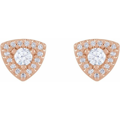 14K Rose 0.50 Carat Natural Diamond Halo Style Earrings