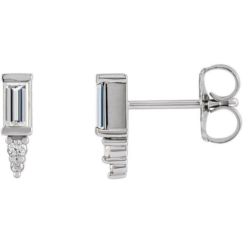 Sterling Silver 0.33 Carat Natural Diamond Bar Earrings