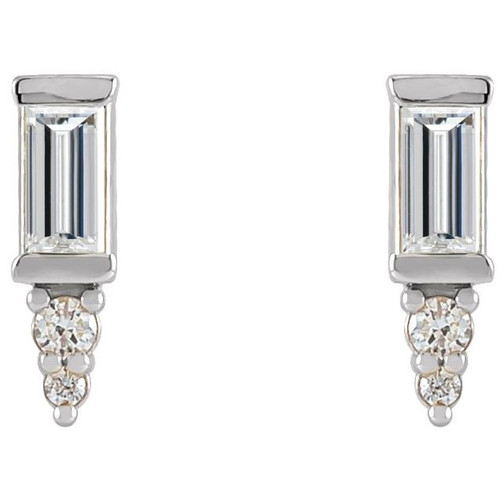 Sterling Silver 0.33 Carat Natural Diamond Bar Earrings