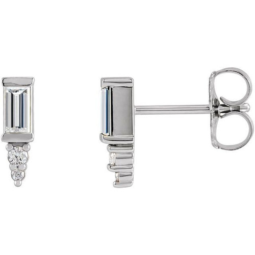 Platinum 0.16 Carat Natural Diamond Bar Earrings