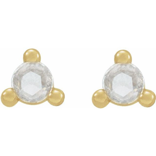 14 Karat Yellow Gold 0.60 Carat Rose Cut Natural Diamond Earrings