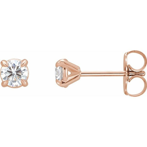 14 Karat Rose Gold 0.20 Carat Natural Diamond Claw Prong Cocktail Style Stud Earrings