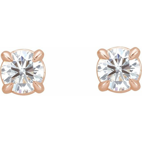 14 Karat Rose Gold 0.20 Carat Natural Diamond Claw Prong Cocktail Style Stud Earrings