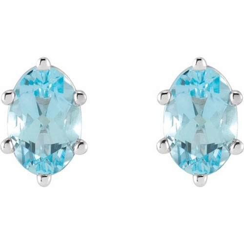 14 Karat White Gold Natural Sky Blue Topaz Earrings