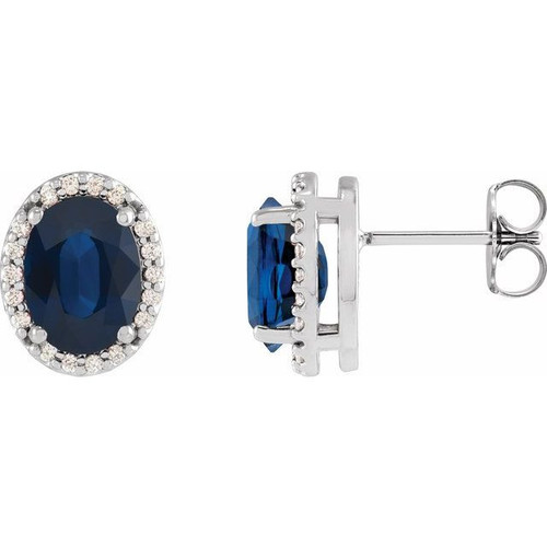 Sapphire Flower Earrings, Natural Sapphire, Large Stud Earrings, Septe