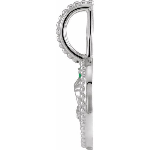 14 Karat White Gold Emerald and .005 carat Diamond Aries Charm