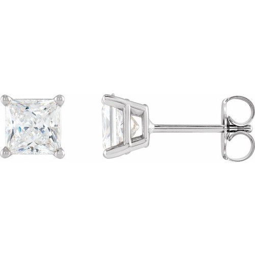 14 Karat White Gold 0.10 Carat Natural Diamond Friction Post Earrings