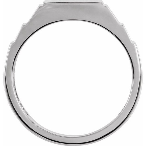 Sterling Silver .08 Carat Natural Black Diamond 23.5 mm Geometric Signet Ring