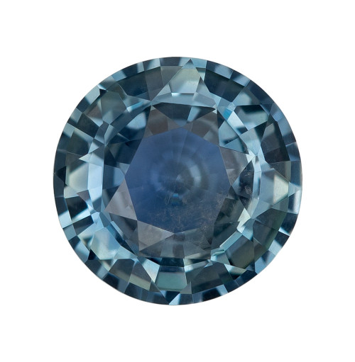 1.34 Carat Blue Green Sapphire Round Cut Gemstone, 6.6mm size | AfricaGems