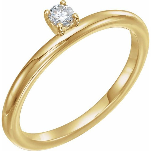  Created Moissanite Ring in 14 Karat Yellow Gold 3 mm Round Forever One Moissanite Ring 